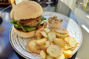 Vegan burger  at REVIV in Malaga