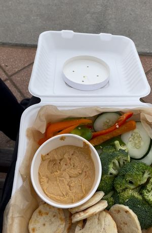 Roasted Red Pepper Hummus Platter 🧡 at Abbey Road in Virginia Beach