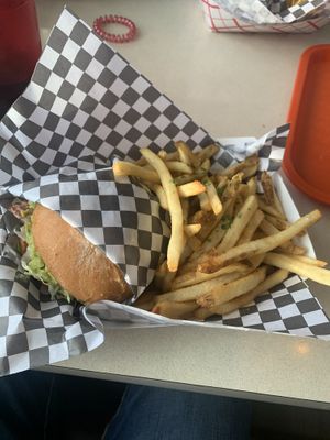 California smash burger  at Vegan Junk Food in Portland