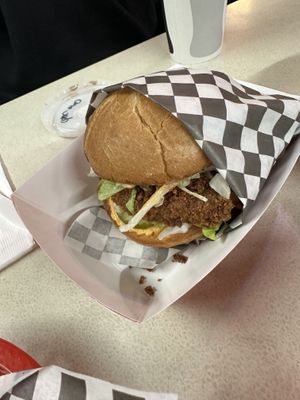 Chicken burger #Veganuary at Vegan Junk Food in Portland