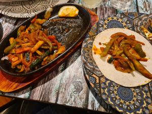 Fajitas (sauteed vegetables with tortilla) at La Casita Mexicana in Fuengirola