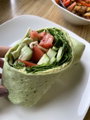 The stuffed veggie hummus wrap.   at Fired On The Mountain Cafe in Lincoln