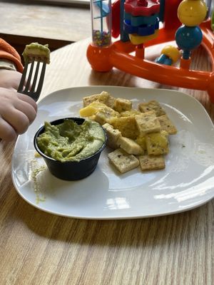 Tofu and guac breakfast for the toddler   at Fired On The Mountain Cafe in Lincoln