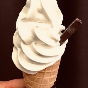 Soft-serve Whippy ice cream, anyone? This one is plant-based and boasts a Belgian chocolate stick. at Ice Cafe in Brighton