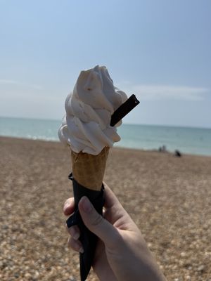 Vegan whippy with a chocolate stick   at Ice Cafe in Brighton