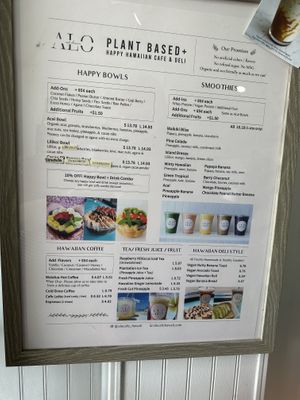 Menu  at ALO in Honolulu