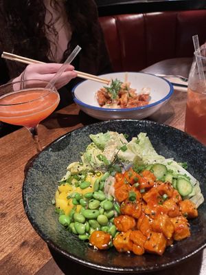 Crispy tofu bowl (far bowl is not vegan)  at Cactus Club Cafe in Vancouver