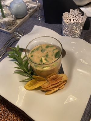 Lemongrass coconut milk soup at Casito Mediterraneo in Gran Canaria