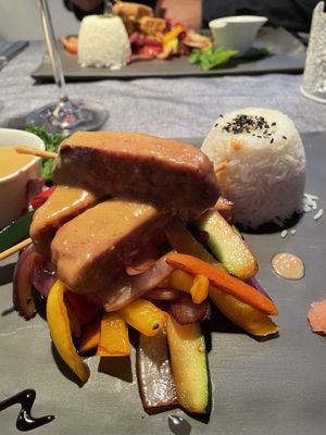 Close up, soy burger #Veganuary at Casito Mediterraneo in Gran Canaria