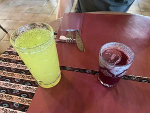 Lemon-mint juice and pomegranate juice (both fresh and amazing)  at Sha'aam in Valkenburg