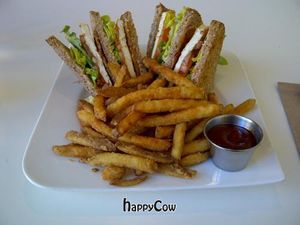 Vegan Tofu Tempeh Club Sandwich
See my review:
http://vegan-bananas.blogspot.ca/2013/02/vegan-restaurant-loving-hut-toronto.html at Loving Hut - Spadina Ave in Toronto