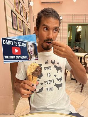 Be Kind To Every Kind (dont pay others to r4p3 cows just so you can have cows milk ice cream. at Anita Gelato - Old San Juan in San Juan