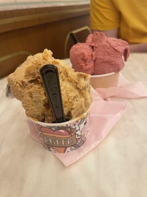 Medium cup of cookie flavor (left), Large mixed berry (right)  at Anita Gelato - Old San Juan in San Juan