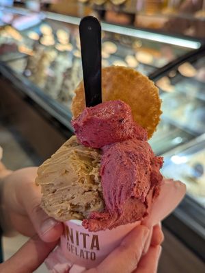 Caramel cookie and mixed berry at Anita Gelato - Old San Juan in San Juan