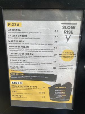 Their menù  at Slow Rise Pizza in Lincoln