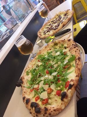 Garlic Mushroom and the Italian pizza.  #Veganuary at Slow Rise Pizza in Lincoln