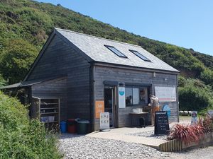 The cafe (indoor seating upstairs) at The Porthole in Woolacombe