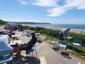Outdoor seating 💙 at The Porthole in Woolacombe