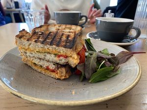 hummus and pepper toastie  at Stir - Chesterton in Cambridge