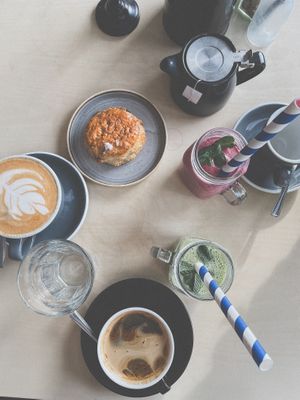 The spread 🩷💚  at Stir - Chesterton in Cambridge