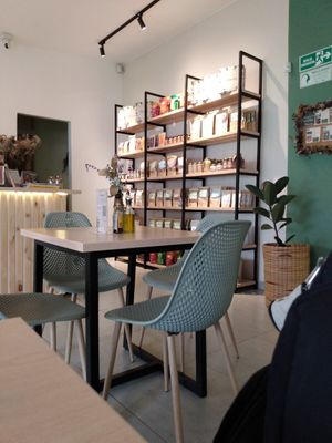 Shelving with products for sale at Kumara Vida in Pereira