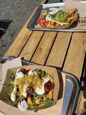 Pink Persia Poutine and Tijuana Street Fries   at Frittenwerk - Salzstraße in Muenster