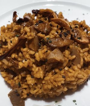 Arroz de setas (hay que pedir que sea sin pato) at Buj in Barcelona