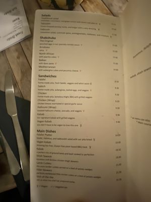 Menu  at Shakshuka Restaurant and Bar in The Hague