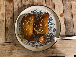 Deep fried pancakes  at Shakshuka Restaurant and Bar in The Hague