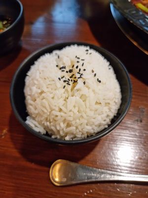 Steamed White rice at Shu in Florence