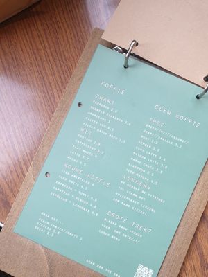 Coffee menu at PUCK specialty coffee in Nijmegen