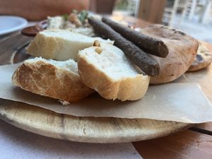 Humous and bread  at Green Frog in Zakynthos
