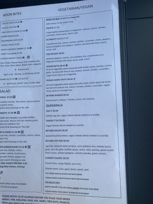 Vegan Menu at Boon Cafe in Norridge