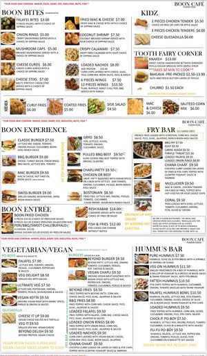 Menu at Boon Cafe in Norridge