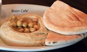 vegan Hummus & pita bread at Boon Cafe in Norridge