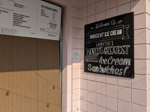 Takeout window at Innocent Ice Cream Parlour in Vancouver