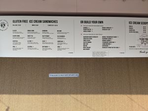 Menu at Innocent Ice Cream Parlour in Vancouver
