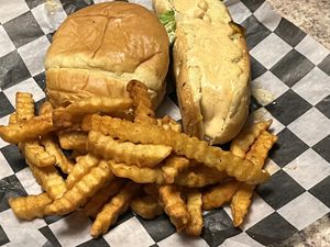 Classic Cheeseburger; Carolina Dog; Sweet Chili Fries! They all taste so good!  at Mike's Vegan Grill in Greensboro