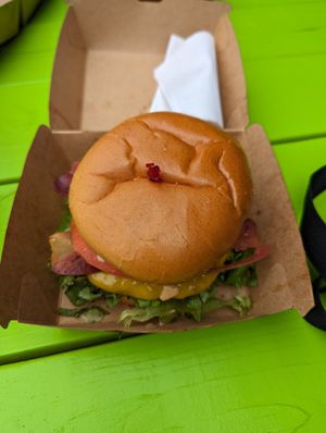 Bacon burger at Mike's Vegan Grill in Greensboro