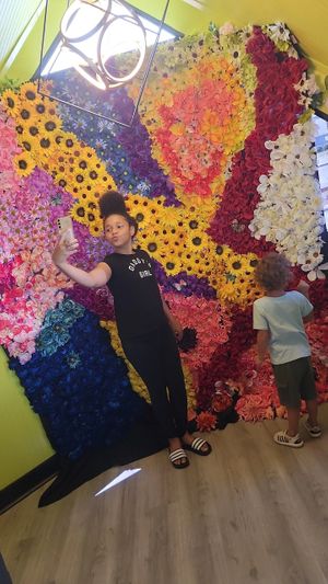 Selfie wall!!! at Mike's Vegan Grill in Greensboro