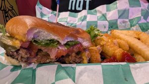 Burger clasico at Mike's Vegan Grill in Greensboro