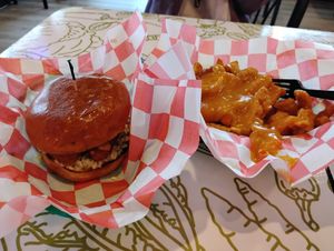 Hot Chicken and Cheese Fries 😋 #Veganuary at Mike's Vegan Grill in Greensboro