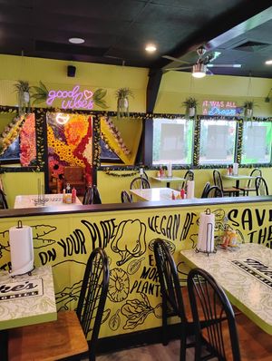 Really cool and unique interior with positive messaging #Veganuary at Mike's Vegan Grill in Greensboro