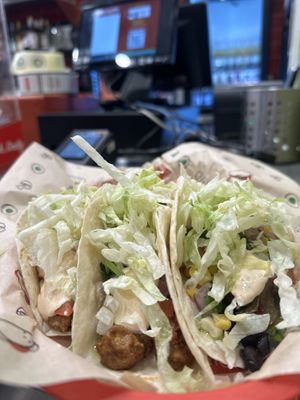 3 tacos 🌮 with tofu, veggies and beans 🫘   at Quesada in Calgary