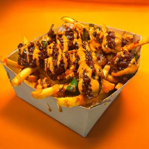 Chilli chick'n loaded fries at Dhil's in Wigston