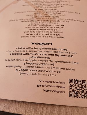 The vegan section in the menu at Chálavro - Χάλαβρο in Crete