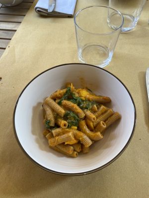 Pasta fermentata con sugo di zucca e biete  at Il Rovescio in Bologna