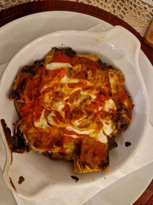 parmigiana vegan di carciofi at Vis à Vis cucina&eventi in Orvieto