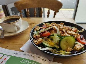 Comfy place to sit and a people watching window at Reggie's Cafe in Whitley Bay