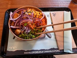 Bamboo power (I think it is called)  at Mahalo Poke - Nervion in Sevilla